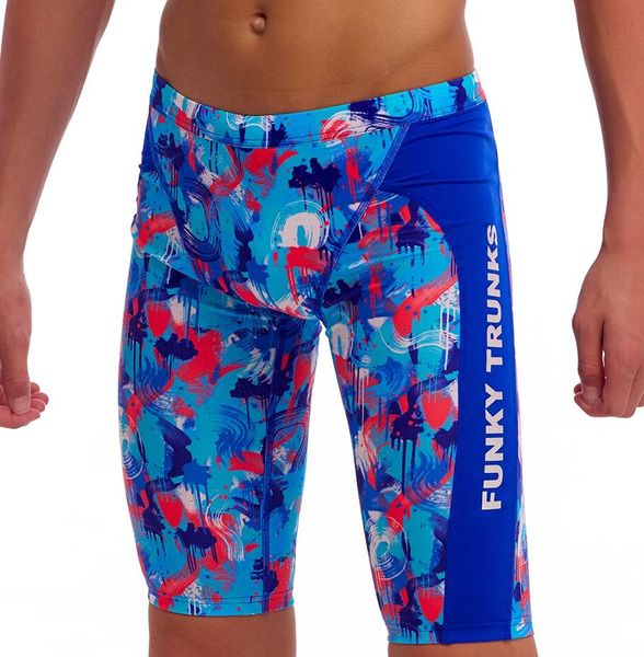 Spodenki FUNKY TRUNKS Messy Messy Messy - jammery chłopięce. Niebieskie kąpielówki dla chłopców FUNKY TRUNKS, bez wzorów, z elastanu, wakacyjne. Za 189.00 zł.