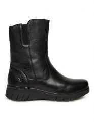 Caprice Botki 9-26458-45 Czarny. Czarne botki damskie Caprice, ze skóry, bez obcasa, na płaskiej podeszwie, bez zapięcia. Za 589.99 zł.