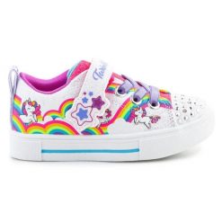 Buty Skechers S-Lights Girls Twinkle Sparks Jumpin Clouds 314809N-WMLT białe. Białe buty sportowe dziewczęce bez wzorów, bez zapięcia, trekkingowe. Za 287.72 zł.