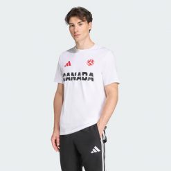 Koszulka Canada Tee. Białe koszulki sportowe męskie Adidas, bez wzorów, bez kołnierzyka, bez ramiączek, do piłki nożnej. Za 149.00 zł.