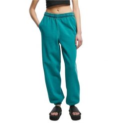 Damskie spodnie z wysoką talią Urban Classics Stone Washed. Zielone spodnie sportowe damskie Urban Classics, bez wzorów. Za 212.35 zł.