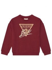 Guess Bluza J5BQ04 KAV34 Czerwony Relaxed Fit. Czerwone bluzy dla dziewczynek Guess, z aplikacjami, z bawełny, bez ramiączek, bez kaptura. Za 119.99 zł.