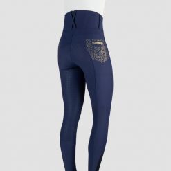 Damskie spodnie do jazdy konnej HORKA Elegance. Niebieskie spodnie materiałowe damskie Horka, s, bez wzorów, z materiału, z podwyższonym stanem. Za 390.00 zł.