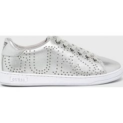 Guess Jeans - Buty. Szare obuwie sportowe damskie Guess Jeans, z aplikacjami, z jeansu, Adidas Advantage. W wyprzedaży za 269.90 zł.