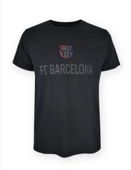 FC Barcelona t-shirt męski bawełna czarny. Czarne t-shirty męskie FC Barcelona, l, bez wzorów, z bawełny, sportowe, bez kołnierzyka. Za 97.90 zł.