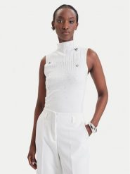 Fracomina Bluzka FR26WT4005K506R9 Kremowy Slim Fit. Białe bluzki damskie Fracomina, l, bez wzorów, z syntetyku, bez kołnierzyka, bez ramiączek. Za 309.99 zł.