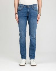 Męskie Spodnie Jeansowe Mustang Style Oregon Tapered Denim Blue 1018014 5000 782. Niebieskie spodnie materiałowe męskie Mustang, l, bez wzorów, z denimu. Za 189.99 zł.