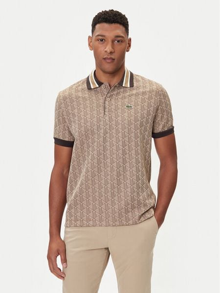 Lacoste Polo DH1417 Beżowy Regular Fit. Brązowe koszulki polo męskie Lacoste, m, bez wzorów, bez ramiączek. Za 639.99 zł.