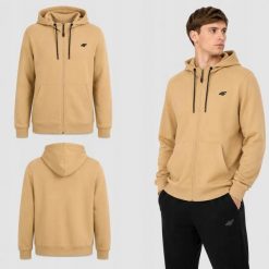 BLUZA MĘSKA DRESOWA 4F Z KAPTUREM ROZPINANA SPORTOWA KOLOR BEŻOWY. Brązowe bluzy męskie 4f, l, bez wzorów, z bawełny, z kapturem. Za 109.00 zł.