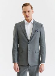PAKO LORENTE – Szara gładka marynarka garniturowa. Szare marynarki męskie Pako Lorente, bez wzorów, z tkaniny, klasyczne. Za 399.99 zł.
