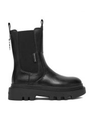 Juicy Couture Sztyblety CEO-HY63020S-3 Czarny. Czarne botki damskie Juicy Couture, z materiału, bez obcasa, na płaskiej podeszwie, bez zapięcia. Za 329.99 zł.