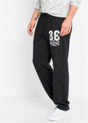 Spodnie joggingowe z czystej bawełny organicznej. Czarne spodnie materiałowe męskie bonprix, l, bez wzorów, z bawełny. Za 107.99 zł.