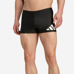 Bokserki pływackie męskie ADIDAS. Czarne kąpielówki męskie Adidas, m, bez wzorów, z elastanu, na fitness i siłownię. W wyprzedaży za 79.99 zł.