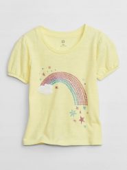 T-SHIRT DZIECIĘCY DZIEWCZĘCY Z KRÓTKIM RĘKAWEM. Żółte t-shirty i topy dla dziewczynek GAP, bez wzorów, bez ramiączek. Za 129.10 zł.