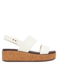 Crocs Sandały Brooklyn Cork Low Wedge 211144 Czarny. Czarne sandały damskie Crocs, bez wzorów, z tworzywa sztucznego, bez obcasa, na płaskiej podeszwie, bez zapięcia. Za 269.99 zł.