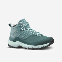 Buty turystyczne damskie Quechua MH500 Mid wodoodporne. Zielone obuwie sportowe damskie QUECHUA, bez wzorów, z kauczuku, outdoorowe. Za 329.99 zł.