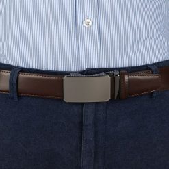 Pasek męski skórzany 3,5 cm klamra automatyczna Beltimore brązowy 03-595 : Kolory - brązowy, beżowy, Rozmiar pasków - r.105-120 cm. Brązowe paski damskie bez wzorów, ze skóry, wizytowe. Za 64.99 zł.