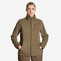 Polar damski Solognac 300. Brązowe bluzy sportowe damskie SOLOGNAC, m, bez wzorów, z materiału, bez kaptura, outdoorowe. Za 99.99 zł.