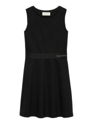 Calvin Klein Jeans Sukienka codzienna IG0IG02910 Czarny Regular Fit. Czarne sukienki dla dziewczynek Calvin Klein Jeans, bez wzorów, z jeansu, bez ramiączek. Za 199.99 zł.