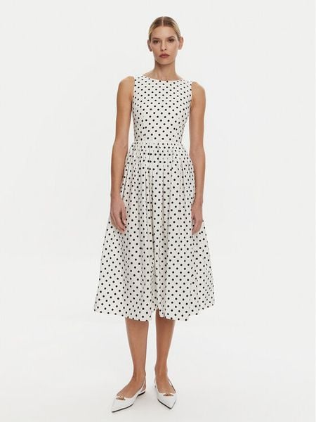 Dolce&Gabbana Sukienka codzienna F6JHVT HS5R7 Biały Regular Fit. Białe sukienki damskie Dolce&Gabbana, na co dzień, bez wzorów, z bawełny, bez kołnierzyka, bez ramiączek, proste. Za 6,389.00 zł.