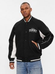 Tommy Jeans Kurtka bomber Tjm Wool Varsity Bomber DM0DM17884 Czarny Regular Fit. Czarne bluzy męskie Tommy Jeans, l, bez wzorów, z jeansu, bez kaptura. Za 959.99 zł.