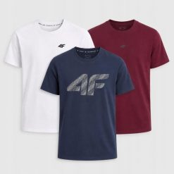 KOMPLET MĘSKI 4F ZESTAW KOSZULEK 3PAK T-SHIRT. T-shirty męskie 4f, m, bez wzorów, z bawełny, sportowe, bez kołnierzyka. Za 181.98 zł.
