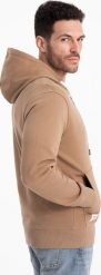 Ombre Bluza męska dresowa BASIC rozpinana z kapturem - brązowa V2 OM-SSBZ-0178 S. Brązowe bluzy męskie Ombre, m, bez wzorów, z dresówki, z kapturem. Za 119.99 zł.