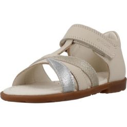 Sandały GEOX B VERRED Biały. Białe sandały damskie Geox, bez wzorów, ze skóry, bez obcasa, bez zapięcia. Za 195.99 zł.