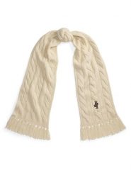 Polo Ralph Lauren Szalik 455P18119003 Kremowy. Białe czapki i kapelusze damskie Polo Ralph Lauren, bez wzorów, z wełny. Za 599.99 zł.