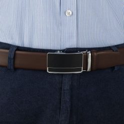 Pasek męski skórzany 3,5 cm klamra automatyczna Beltimore brązowy 02-573 : Kolory - brązowy, beżowy, Rozmiar pasków - r.110-125 cm. Brązowe paski damskie bez wzorów, ze skóry, wizytowe. Za 64.99 zł.
