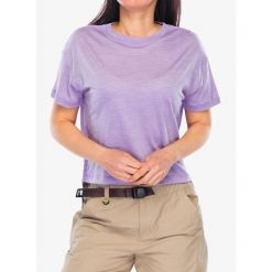 Koszulka merino damska Mons Royale Zephyr Merino Tencel Boxy T-Shirt. Fioletowe koszulki sportowe damskie Mons Royale, bez wzorów, bez kołnierzyka, bez ramiączek. Za 245.99 zł.