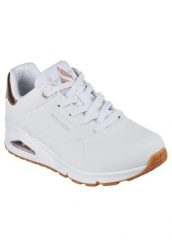 Buty do chodzenia damskie Skechers Unogolden Air. Białe obuwie sportowe damskie Skechers, bez wzorów, z materiału, do biegania. Za 416.00 zł.