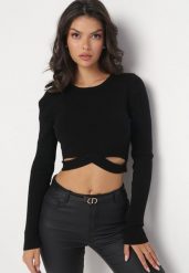 Czarny Dopasowany Sweter z Ozdobnym Krótszym Dołem Jamorsen. Czarne swetry damskie Born2be, bez wzorów, z jeansu, eleganckie, bez kołnierzyka, bez ramiączek, krótkie, bez kaptura. Za 139.99 zł.