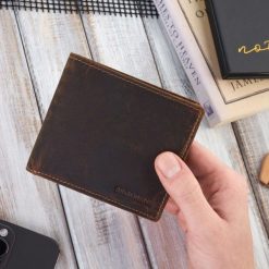 Skórzany Portfel Brødrene G-27 Hunter Brązowy. Brązowe portfele męskie Brødrene, bez wzorów, ze skóry. Za 59.00 zł.