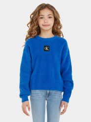 Calvin Klein Jeans Sweter Monogram IG0IG02217 Niebieski Regular Fit. Niebieskie swetry dla dziewczynek Calvin Klein Jeans, bez wzorów, z jeansu, bez kołnierzyka, bez ramiączek, bez kaptura. Za 339.99 zł.