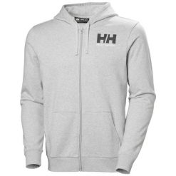 Bluza z kapturem z pełnym zamkiem błyskawicznym Helly Hansen Logo. Szare bluzy męskie Helly Hansen, m, bez wzorów, z kapturem. Za 419.00 zł.