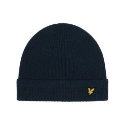 Czapka Lyle & Scott Racked Ribbed. Niebieskie czapki i kapelusze męskie LYLE AND SCOTT, bez wzorów, prążkowane, eleganckie. Za 171.50 zł.