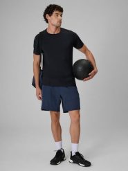 4F Spodenki treningowe szybkoschnące męskie - granatowe XL. Niebieskie krótkie spodenki sportowe męskie 4f, l, bez wzorów, z materiału, do biegania. Za 149.99 zł.