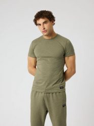 Bjorn_borg CENTRE T-SHIRT w kolorze WINTER MOSS MELANGE. Szare t-shirty męskie Björn Borg, l, bez wzorów, bez kołnierzyka. Za 228.00 zł.