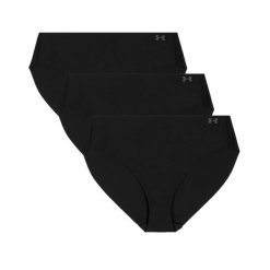 Majtki termoaktywne damskie Under Armour UA Pure Stretch No Show Bikini 3 Pack. Czarne bielizna termoaktywna damska Under Armour, xs, bez wzorów, z elastanu, bez ramiączek. Za 101.19 zł.