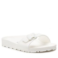 Klapki Birkenstock. Białe klapki damskie Birkenstock, bez wzorów, bez obcasa. Za 209.99 zł.
