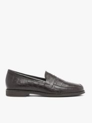 Ciemnobrązowe mokasyny z wytłaczanej skóry. Brązowe mokasyny damskie Ryłko, ze skóry, eleganckie. Za 429.99 zł.