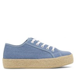 Espadryle DeeZee. Niebieskie espadryle damskie DeeZee, bez wzorów, bez obcasa, bez zapięcia. Za 99.99 zł.