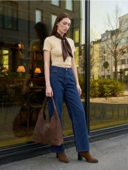 Bawełniana koszulka - yellow jeans. Żółte t-shirty damskie Sinsay, l, bez wzorów, z bawełny, bez kołnierzyka. Za 9.99 zł.