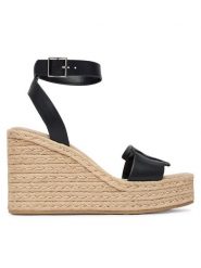 Calvin Klein Espadryle Wedge Espad 70 Embl Lth HW0HW02897 Czarny. Czarne sandały damskie Calvin Klein, bez wzorów, ze skóry, bez obcasa, bez zapięcia. Za 569.99 zł.