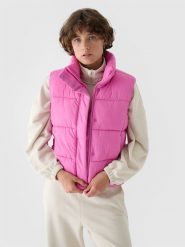 4F Bezrękawnik puchowy z wypełnieniem syntetycznym damski - różowy M. Czerwone kurtki damskie 4f, m, bez wzorów, z dzianiny, bez kaptura. W wyprzedaży za 79.99 zł.