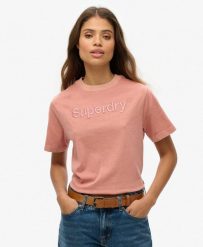 Luźna koszulka z logo Emb Core z bawełny. Czerwone t-shirty damskie Superdry., s, bez wzorów, z bawełny, eleganckie, bez kołnierzyka. Za 151.05 zł.