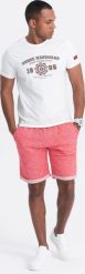 Ombre Spodenki męskie z tkaniny melanżowej LOOSE FIT - jasnoczerwone V7 OM-SRSK-0116 XXL. Czerwone krótkie spodenki sportowe męskie Ombre, m, bez wzorów, z tkaniny. Za 49.99 zł.