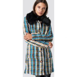Glamorous Płaszcz Fluffy Collar - Blue,Multicolor,Yellow. Niebieskie płaszcze damskie Glamorous, z futra. Za 485.95 zł.