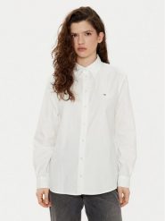 Tommy Jeans Koszula DW0DW19890 Biały Regular Fit. Białe bluzki damskie Tommy Jeans, xl, bez wzorów, z bawełny, bez kołnierzyka, bez ramiączek. Za 219.99 zł.